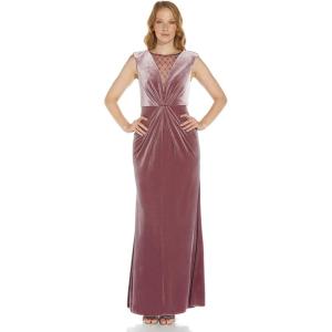Adrianna Papell Womens Beaded Velvet Mermaid GownSpecial Occasion Dress(Antique Rose)