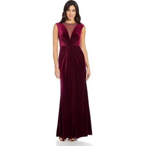 Adrianna Papell Womens Beaded Velvet Mermaid GownSpecial Occasion Dress(Burgundy)
