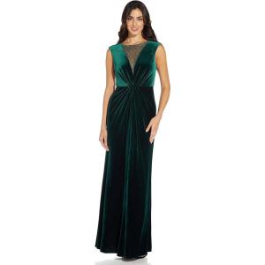 Adrianna Papell Womens Beaded Velvet Mermaid GownSpecial Occasion Dress(Hunter)