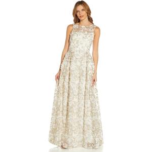 Adrianna Papell Women’s Metallic Floral Gown(Ivory/Gold)