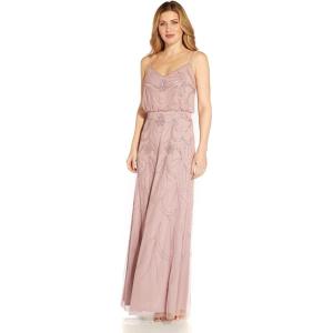 Adrianna Papell Womens Spaghetti Strap Blouson Gown(Dusted Petal)