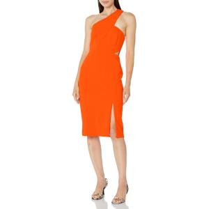 Aidan Mattox Women’s One Shoulder Midi Dress(Tiger Lily)