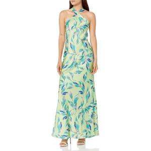 Aidan Mattox Womens Printed Halter Neck Long Dress(Green Multi)