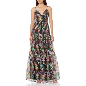 Aidan Mattox Womens V-Neck Gathered Maxi(Black)