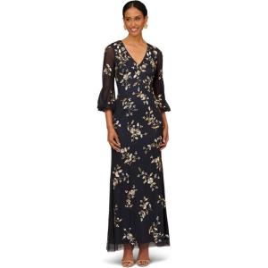 Womens Beaded V Neck Gown(Twilight)
