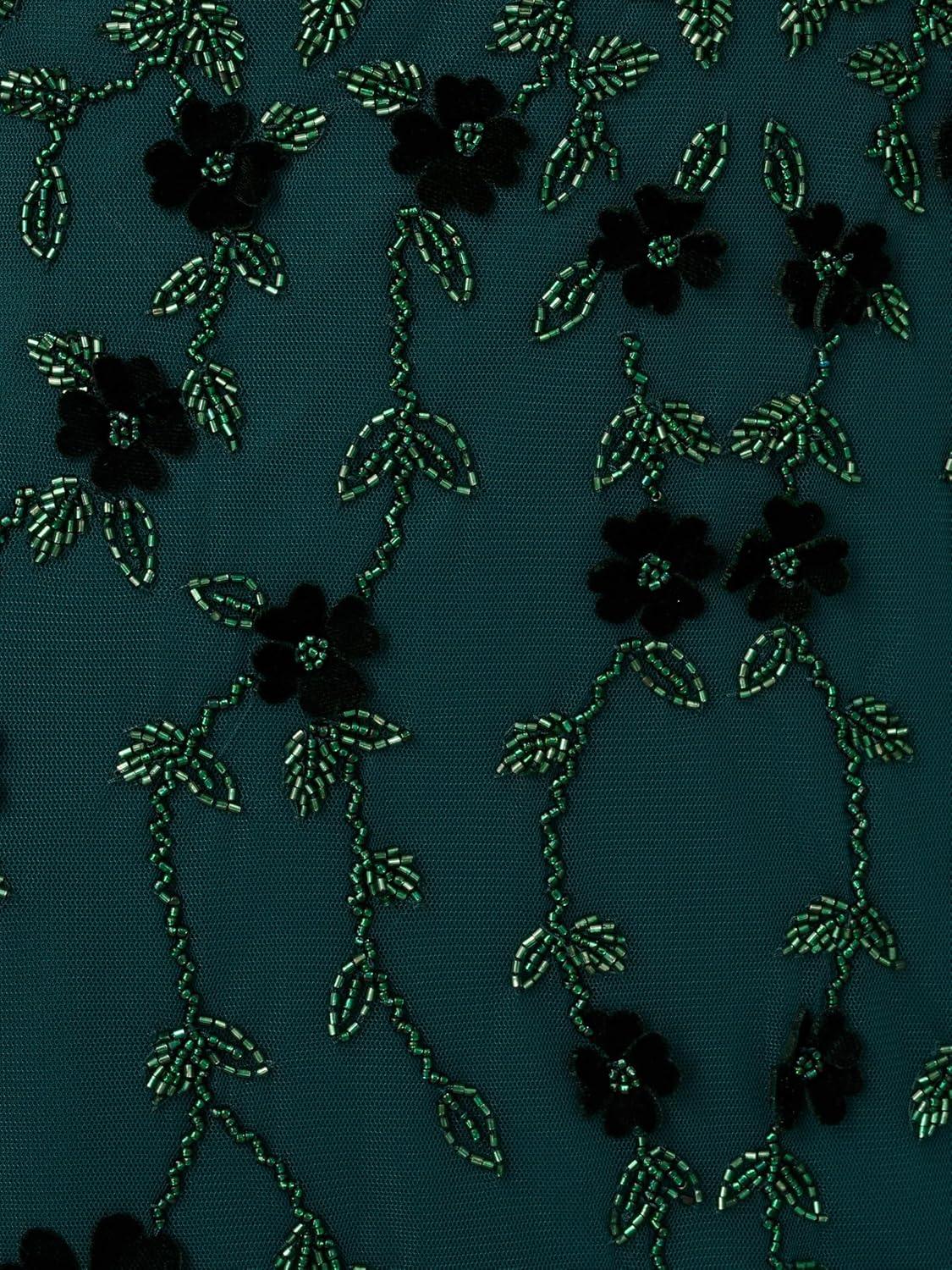 image:imageAdrianna Papell Womens Beaded Mesh Illusion DressGem Green