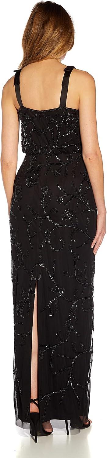 image:imageAdrianna Papell Womens Beaded Surplice GownBlack