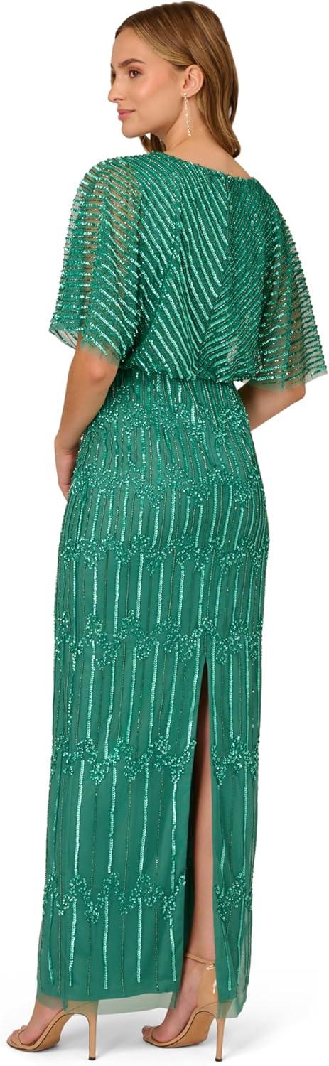 image:imageAdrianna Papell Womens Beaded Surplice GownJungle Green