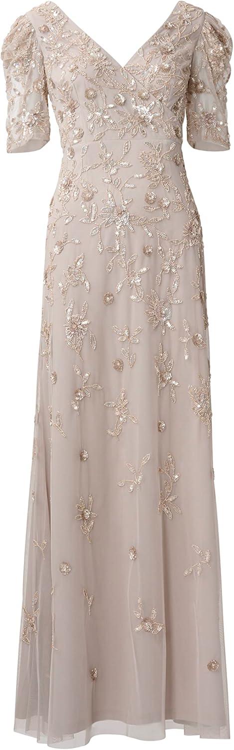 image:imageAdrianna Papell Womens Beaded Surplice GownMarble