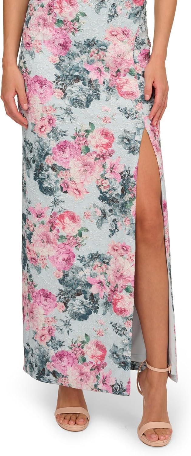 image:imageAdrianna Papell Womens Jacquard Long DressBlue Multi