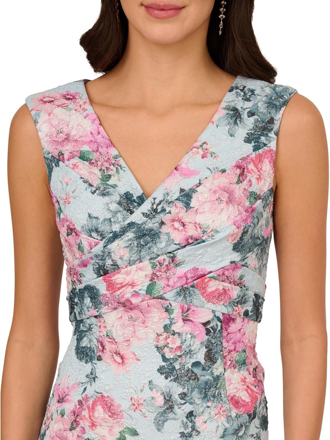 image:imageAdrianna Papell Womens Jacquard Long DressBlue Multi