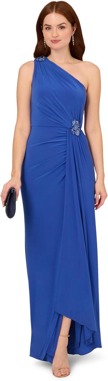 image:imageAdrianna Papell Womens Jersey Evening Gown Brilliant Sapphire 18