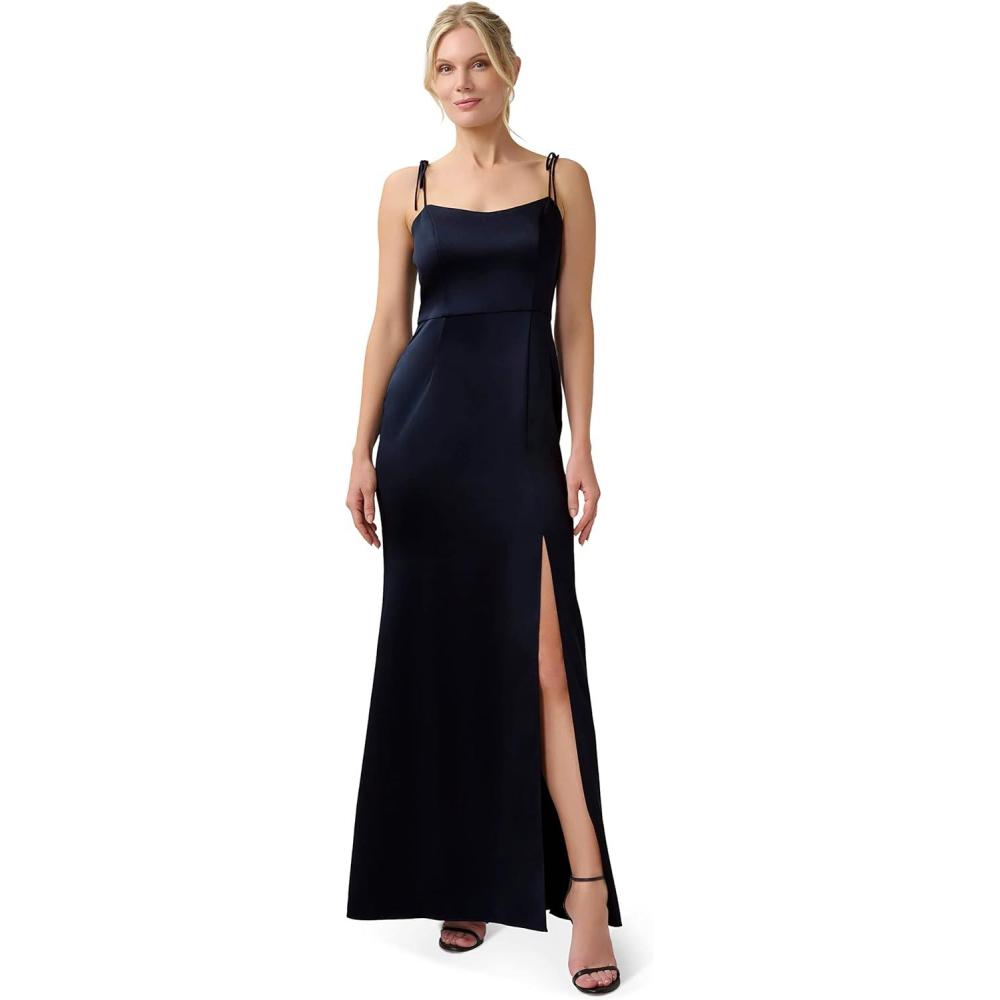 image:imageAdrianna Papell Womens Satin Crepe GownDark Navy