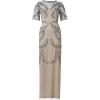 Adrianna Papell Women’s Beaded Elbow Sleeve Gown Plus Size(Sterling/Nude)