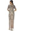 Adrianna Papell Women’s Beaded Elbow Sleeve Gown Plus Size(Sterling/Nude)