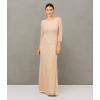 Adrianna Papell Women’s Beaded Long Gown(Biscotti)