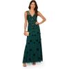 Adrianna Papell Women’s Beaded Mesh Illusion Dress(Gem Green)