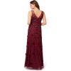 Adrianna Papell Women’s Beaded Mesh Illusion Dress(Mahogany)