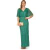 Adrianna Papell Women’s Beaded Surplice Gown(Jungle Green)