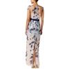Adrianna Papell Women’s Cascading Floral Column Gown | Floor Length Elegant Evening Gown with Satin Ribbon Tie & Cap Sleeves, Midnight Multi/Nude, 16