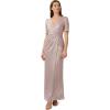 Adrianna Papell Women’s Foiled Mesh Draped Gown(Blush)