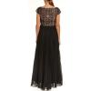 Aidan Mattox Women’s Off Shoulder Lace Beaded Gown(Black)