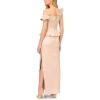 Aidan Mattox by Adrianna Papell Women’s Lame Column Gown with Ruffles, Taupe, 8