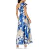 Women’s One Shoulder Burnout Ballgown(Royal Sapphire)