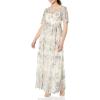 Adrianna Papell Women’s Long Illusion Emb Mesh Gown(Thundercloud/Gold)