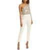Adrianna Papell Women’s Plus-Size One Shoulder Crepe Melania Jumpsuit Plus(Silver/Ivory)