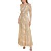 Aidan Mattox by Adrianna Papell Women’s Beaded One Shoulder Gown, Light Gold
