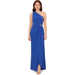Adrianna Papell Women’s Jersey Evening Gown, Brilliant Sapphire, 18