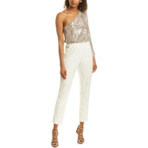Adrianna Papell Women’s Plus-Size One Shoulder Crepe Melania Jumpsuit Plus(Silver/Ivory)