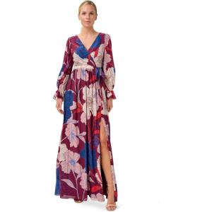 Adrianna Papell Women’s Printed Chiffon Gown(Burgundy Multi)