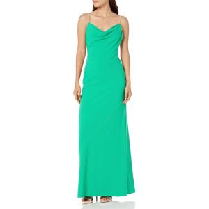 Aidan Mattox Women’s Knit Crepe Cowl Neck Gown(Summer Green)