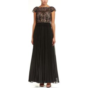 Aidan Mattox Women’s Off Shoulder Lace Beaded Gown(Black)