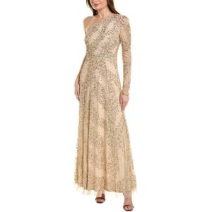 Aidan Mattox by Adrianna Papell Women’s Beaded One Shoulder Gown, Light Gold