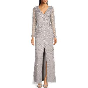 Womens Beaded Mermaid Gown(Silver)