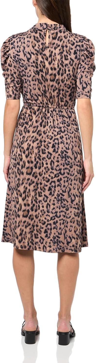 image:imageAdrianna Papell Womens Ruffle Neck Short Sleeve DressRealistic Cheetah