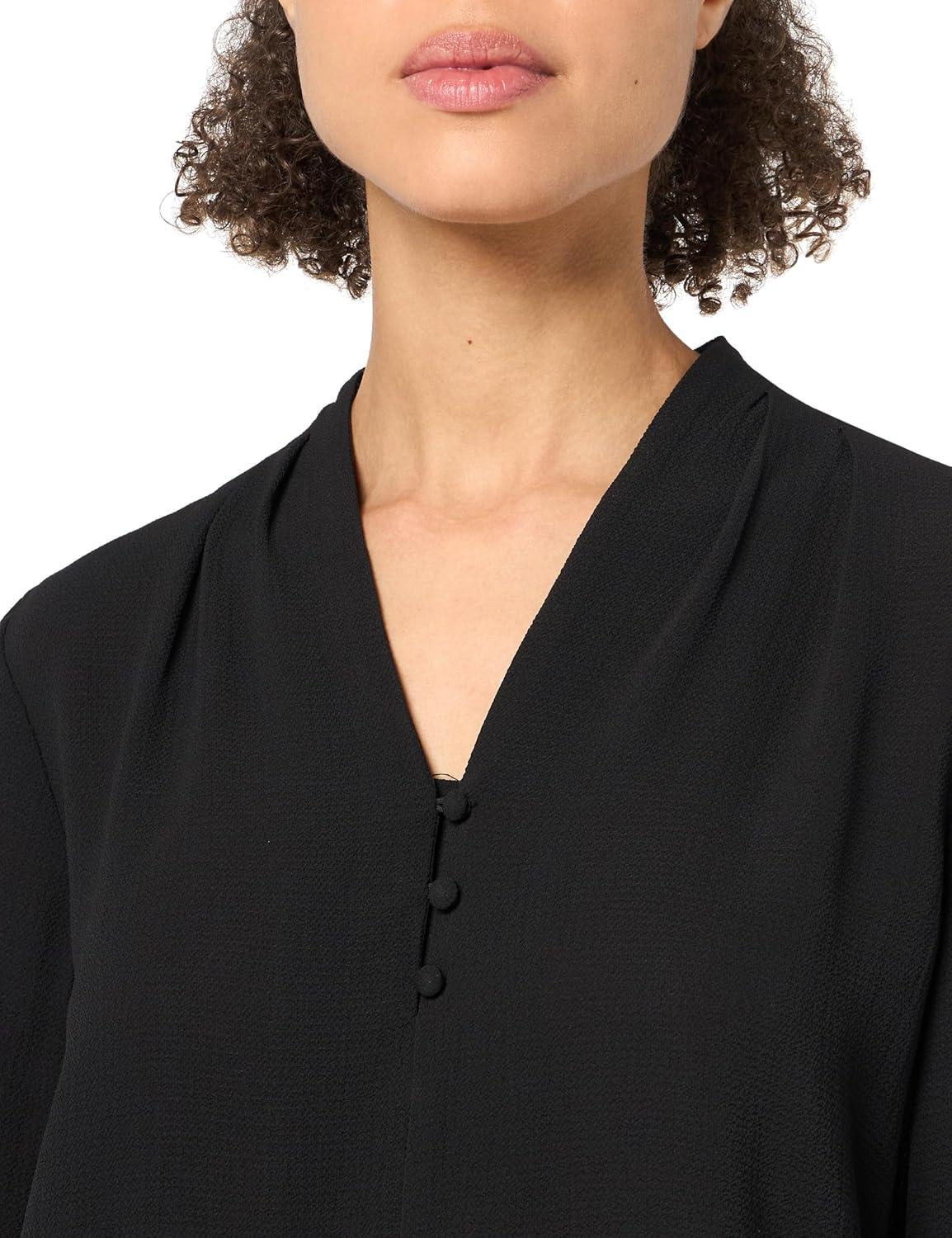 image:imageAdrianna Papell Womens Solid Long Sleeve BlouseBlack