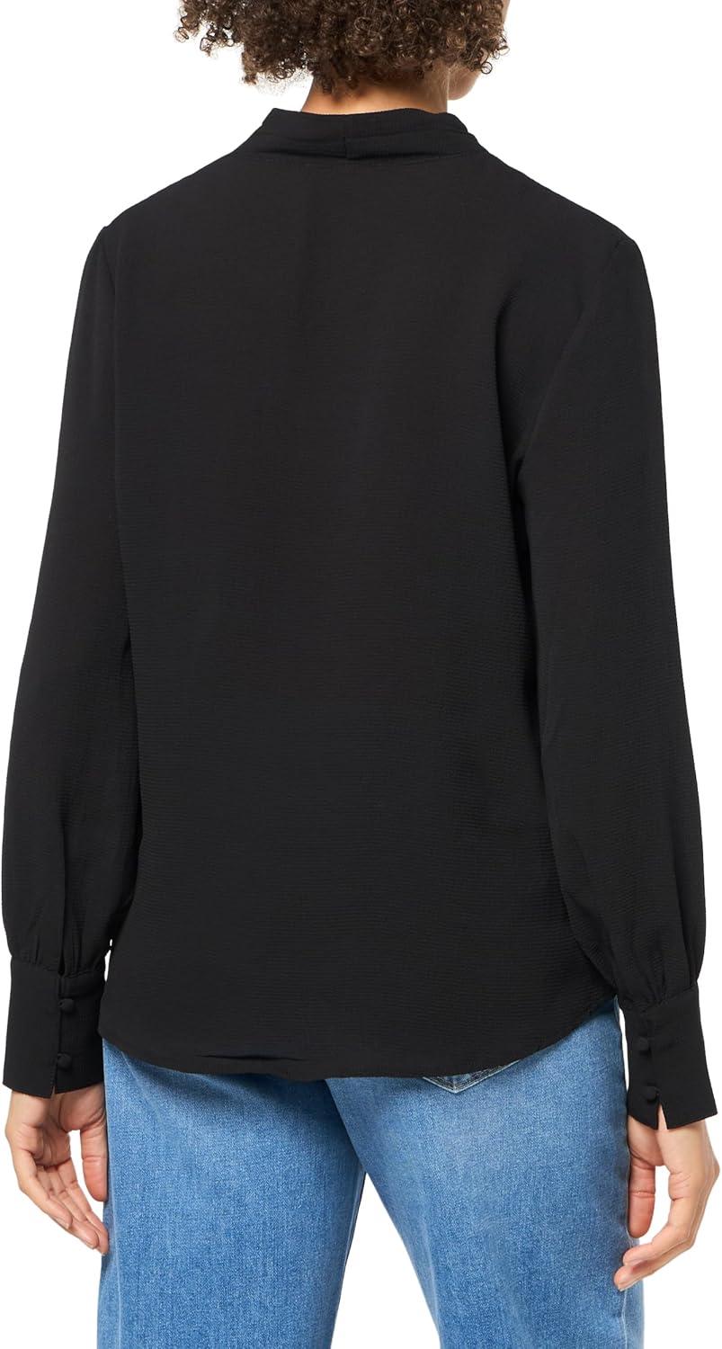 image:imageAdrianna Papell Womens Solid Long Sleeve BlouseBlack