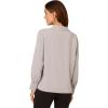 Adrianna Papell Women’s Long Sleeve Open V-Neck Collar Silky Woven Blouse(Silver Mist)