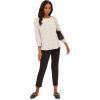 Adrianna Papell Women’s Print Knit Pleated Trapeze Top(Ivory/Black Confetti)