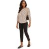 Adrianna Papell Women’s Printed 3/4 Sleeve Yoke Detail Top(Black/Ivory Simple Animal)