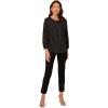 Adrianna Papell Women’s Printed 3/4 Sleeve Yoke Detail Top(Black/Ivory Vertical Pinstripe)