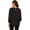 Adrianna Papell Women’s Printed 3/4 Sleeve Yoke Detail Top(Black/Ivory Vertical Pinstripe)