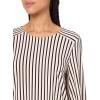 Adrianna Papell Women’s Printed 3/4 Sleeve Yoke Detail Top(Champagne/Black Triple Lines)