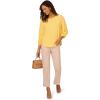 Adrianna Papell Women’s Printed 3/4 Sleeve Yoke Detail Top(Mimosa/Ivory Multi Ditsy)