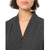 Adrianna Papell Women’s Printed Button V-Neck Blouse(Black/Ivory Small Dot)