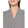 Adrianna Papell Women’s Printed Button V-Neck Blouse(Ivory/Black Sketch Geo)